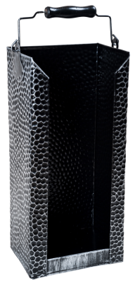 Brikett-Träger schwarz-silber 19 x 15 x 46 cm gehämmert